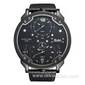 OULM 48mm Big Dial Leather Watches Quartz Men's Sport Luxury Casual Wrist Watches Small Three Dial Unique Design Fashion Watches